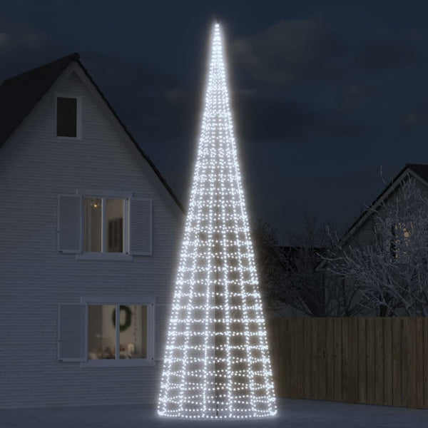 Led-Kerstboom Aan Vlaggenmast 550 Leds Koud Wit Koudwit