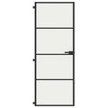 Binnendeur Smal 76X201,5 Cm Gehard Glas En Aluminium Zwart En Mat