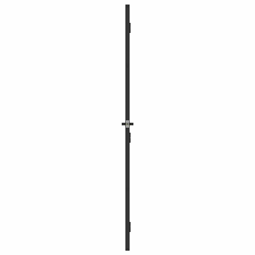 Binnendeur Smal 76X201,5 Cm Gehard Glas En Aluminium Zwart En Mat