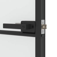 Binnendeur Smal 76X201,5 Cm Gehard Glas En Aluminium Zwart En Mat