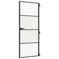 Binnendeur Smal 83X201,5 Cm Gehard Glas En Aluminium Zwart En Transparant En Mat