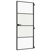 Binnendeur Smal 83X201,5 Cm Gehard Glas En Aluminium Zwart En Transparant En Mat