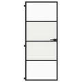 Binnendeur Smal 83X201,5 Cm Gehard Glas En Aluminium Zwart En Transparant En Mat