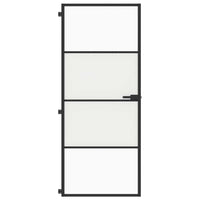 Binnendeur Smal 83X201,5 Cm Gehard Glas En Aluminium Zwart En Transparant En Mat