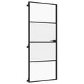 Binnendeur Smal 83X201,5 Cm Gehard Glas En Aluminium Zwart En Transparant En Mat