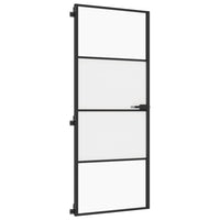 Binnendeur Smal 83X201,5 Cm Gehard Glas En Aluminium Zwart En Transparant En Mat
