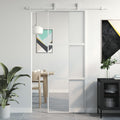 Binnendeur 93X201,5 Cm Gehard Glas En Aluminium Smal Wit En Transparant