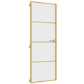 Binnendeur Smal 76X201,5 Cm Gehard Glas En Aluminium Kleur Goud En Transparant