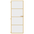 Binnendeur Smal 76X201,5 Cm Gehard Glas En Aluminium Kleur Goud En Transparant