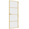 Binnendeur Smal 76X201,5 Cm Gehard Glas En Aluminium Kleur Goud En Transparant