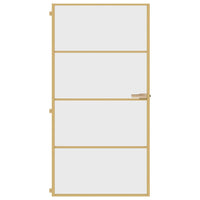 Binnendeur Smal 102,5X201,5 Cm Gehard Glas En Aluminium Goud En Transparant