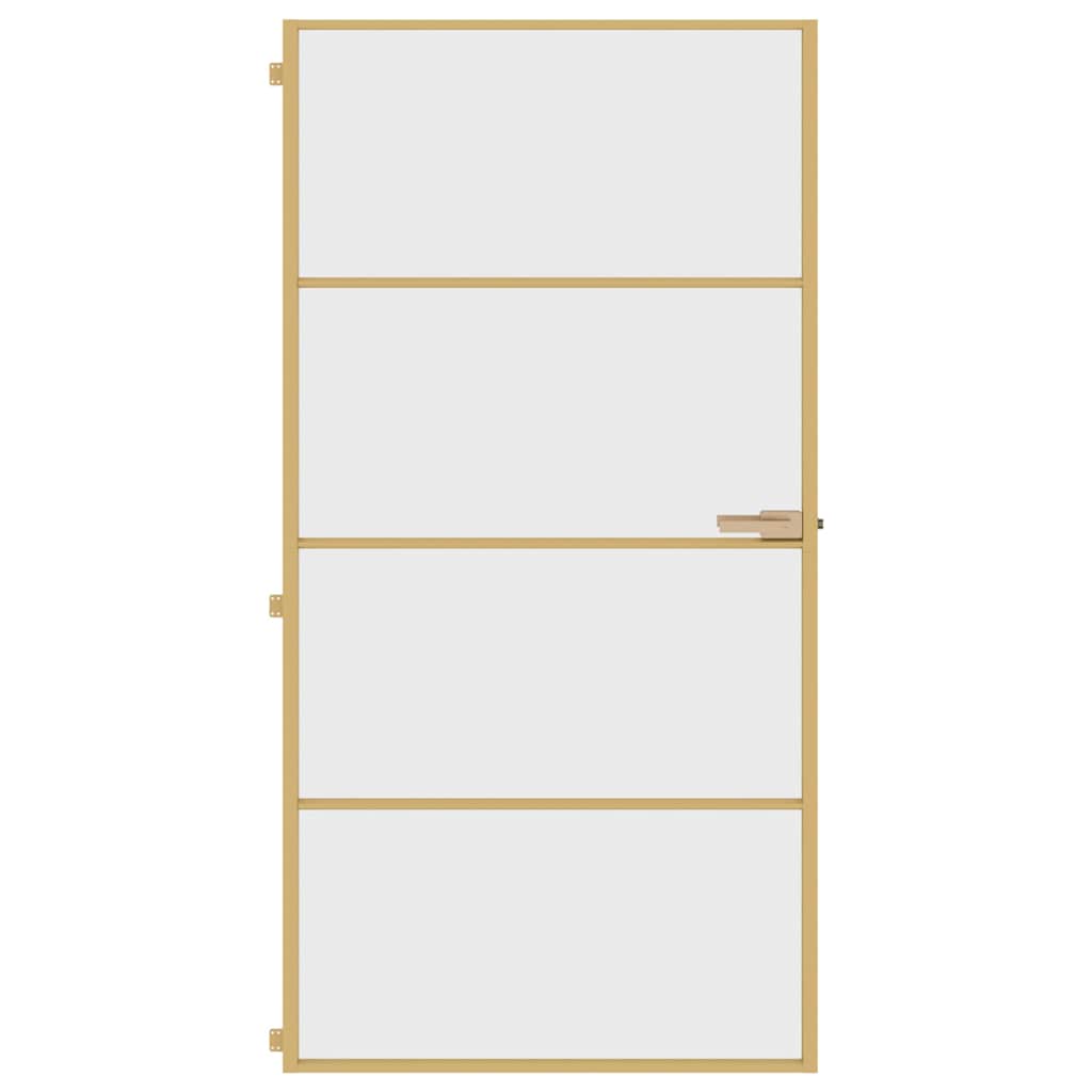 Binnendeur Smal 102,5X201,5 Cm Gehard Glas En Aluminium Goud En Transparant