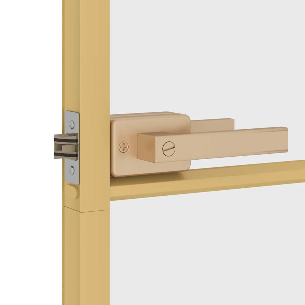 Binnendeur Smal 102,5X201,5 Cm Gehard Glas En Aluminium Goud En Transparant