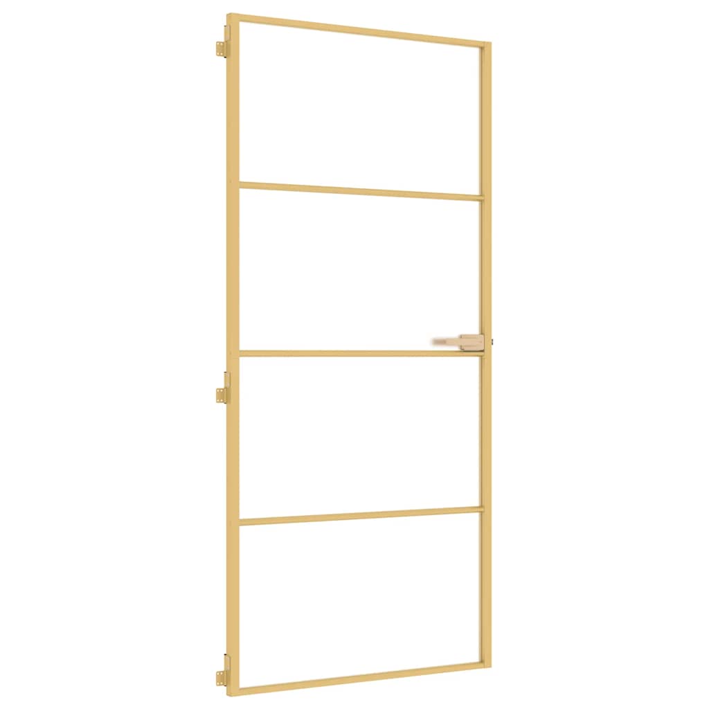 Binnendeur Smal 93X201,5 Cm Gehard Glas En Aluminium Goudkleur Goudkleurig En Mat