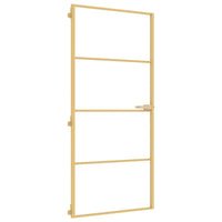 Binnendeur Smal 93X201,5 Cm Gehard Glas En Aluminium Goudkleur Goudkleurig En Mat