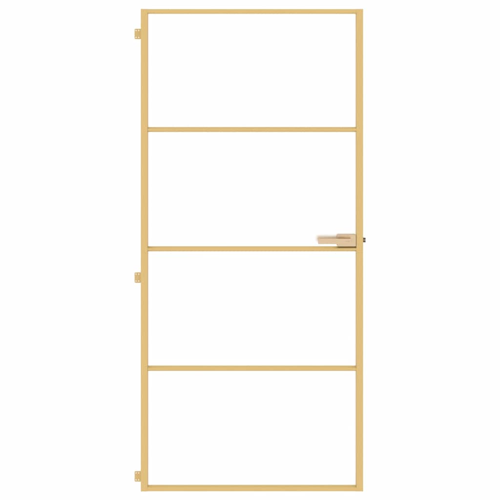 Binnendeur Smal 93X201,5 Cm Gehard Glas En Aluminium Goudkleur Goudkleurig En Mat
