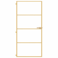 Binnendeur Smal 93X201,5 Cm Gehard Glas En Aluminium Goudkleur Goudkleurig En Mat