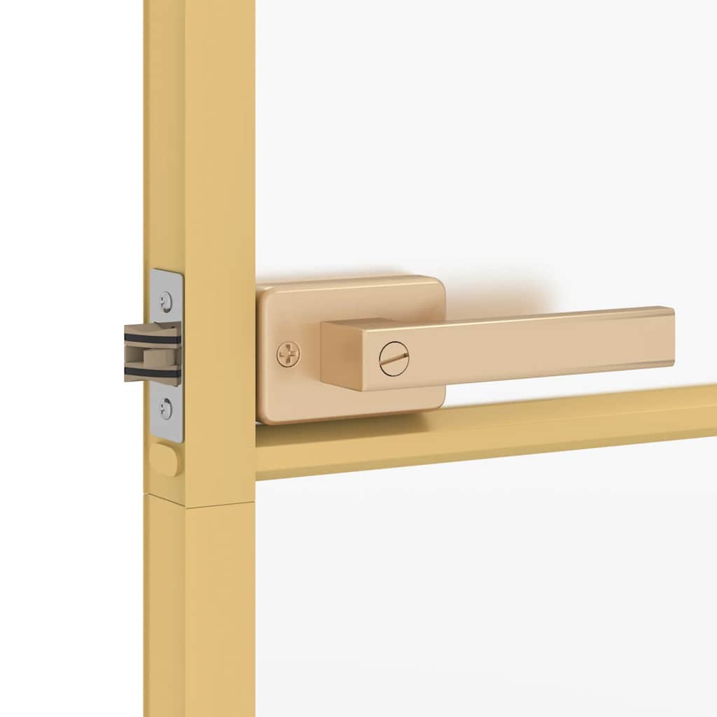 Binnendeur Smal 93X201,5 Cm Gehard Glas En Aluminium Goudkleur Goudkleurig En Mat