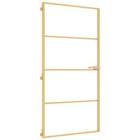 Binnendeur Smal 102,5X201,5 Cm Gehard Glas En Aluminium Goud Goudkleurig En Mat