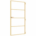 Binnendeur Smal 102,5X201,5 Cm Gehard Glas En Aluminium Goud Goudkleurig En Mat