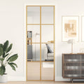 Binnendeur Smal 102,5X201,5 Cm Gehard Glas En Aluminium Goud En Transparant