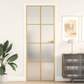 Binnendeur Smal 93X201,5 Cm Gehard Glas En Aluminium Goudkleur Goudkleurig En Mat