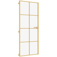 Binnendeur Smal 93X201,5 Cm Gehard Glas En Aluminium Goudkleur Goudkleurig En Mat