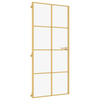 Binnendeur Smal 93X201,5 Cm Gehard Glas En Aluminium Goudkleur Goudkleurig En Mat