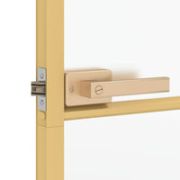 Binnendeur Smal 93X201,5 Cm Gehard Glas En Aluminium Goudkleur Goudkleurig En Mat