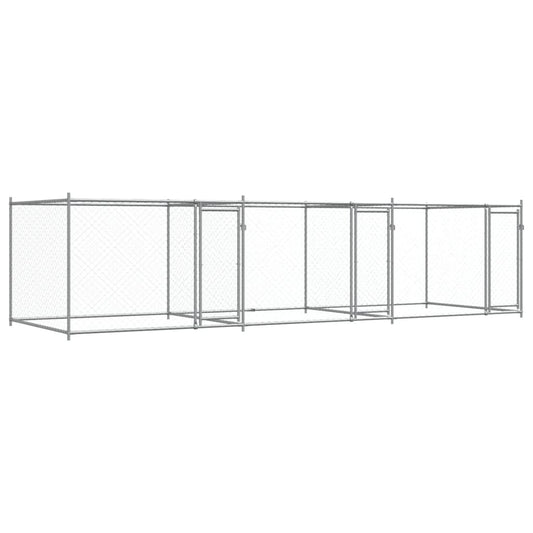 Hondenhok Met Deuren 6X2X1,5 M Gegalvaniseerd Staal Grijs