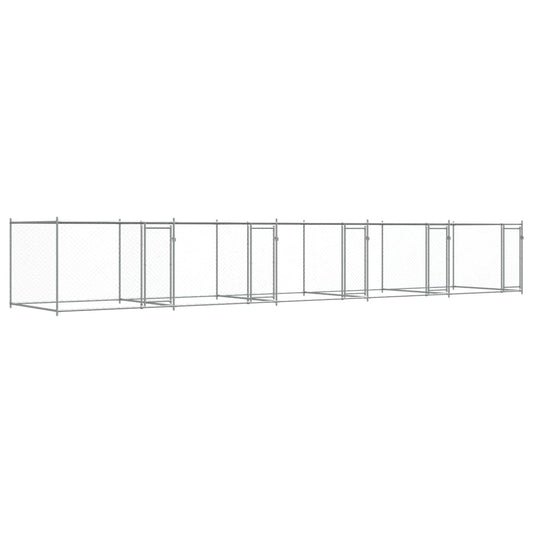 Hondenhok Met Deuren 10X2X1,5 M Gegalvaniseerd Staal Grijs