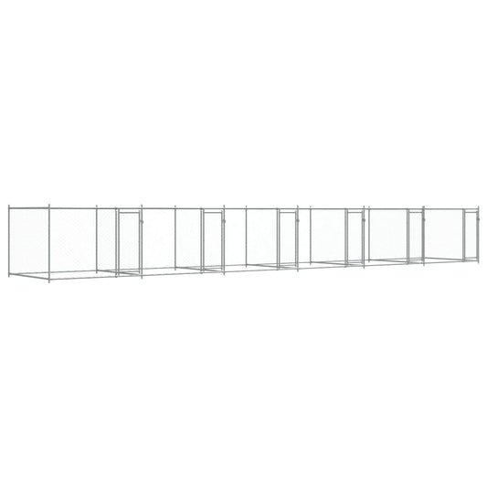 Hondenhok Met Deuren 12X2X1,5 M Gegalvaniseerd Staal Grijs