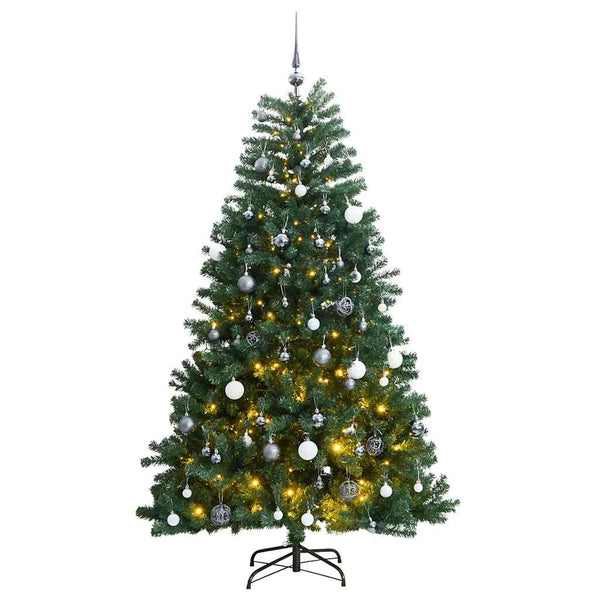 Kunstkerstboom Met Scharnieren 300 Led's En Kerstballen