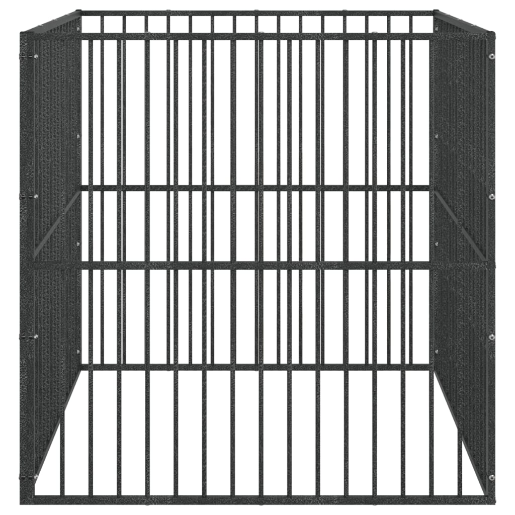 Hondenkennel 4 Panelen Gepoedercoat Staal Zwart