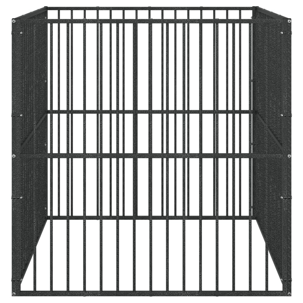 Hondenkennel 4 Panelen Gepoedercoat Staal Zwart