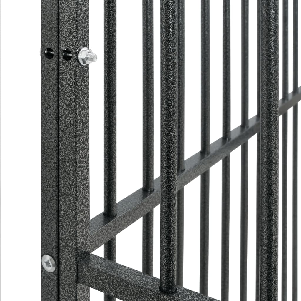 Hondenkennel 4 Panelen Gepoedercoat Staal Zwart