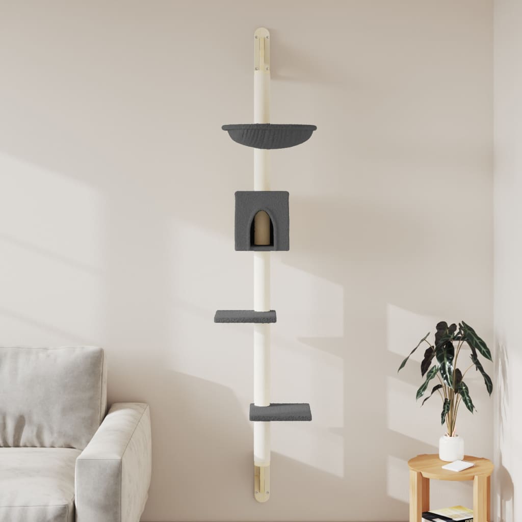 Kattenmeubel Wandgemonteerd Met Krabpaal 187 Cm Kleurig