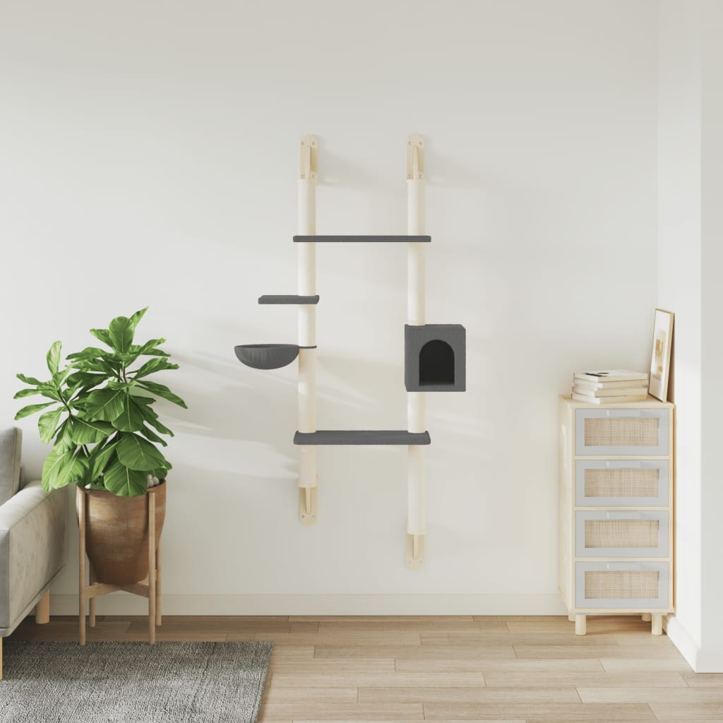 Kattenmeubel Wandgemonteerd Met Krabpaal 180 Cm