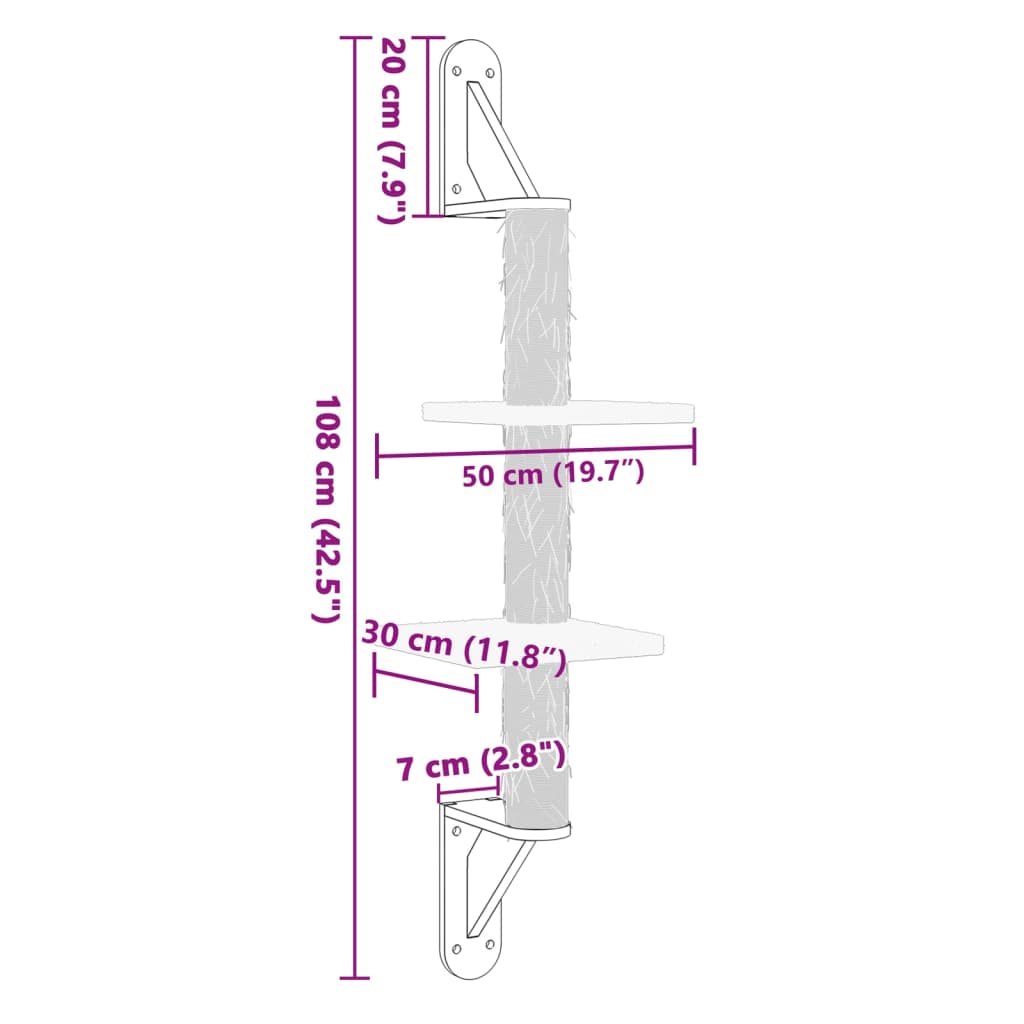 Kattenmeubel Wandgemonteerd Met Krabpaal 108 Cm