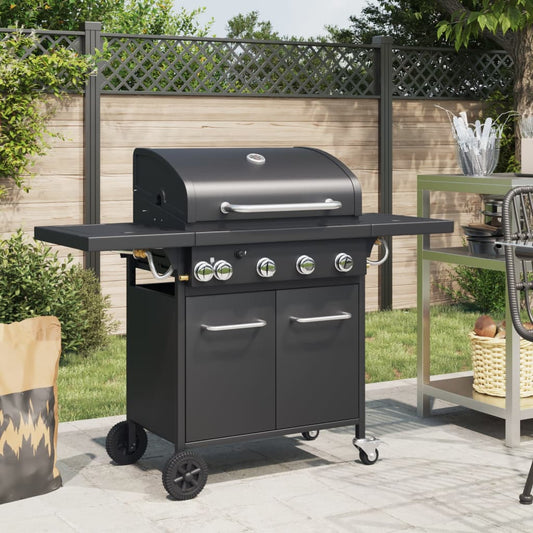 Gasbarbecue Met 5 Branders Gepoedercoat Staal Zwart