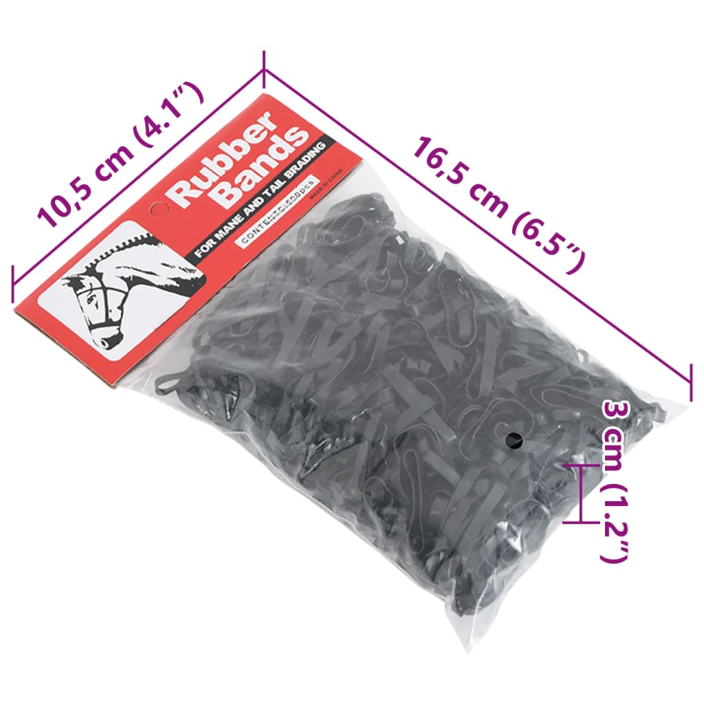 Haarelastiekjes Paard 500 St Silicone Zwart