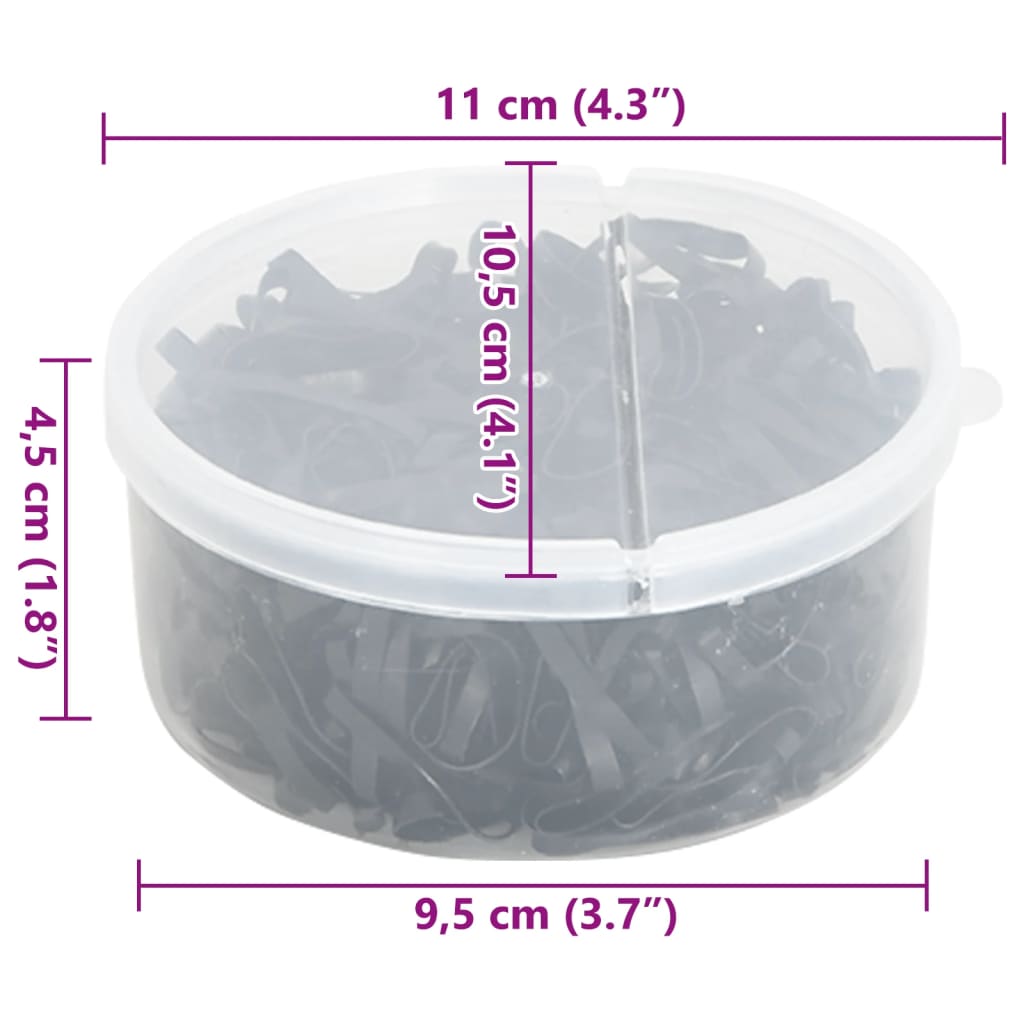 Haarelastiekjes Paard 500 St Silicone Zwart