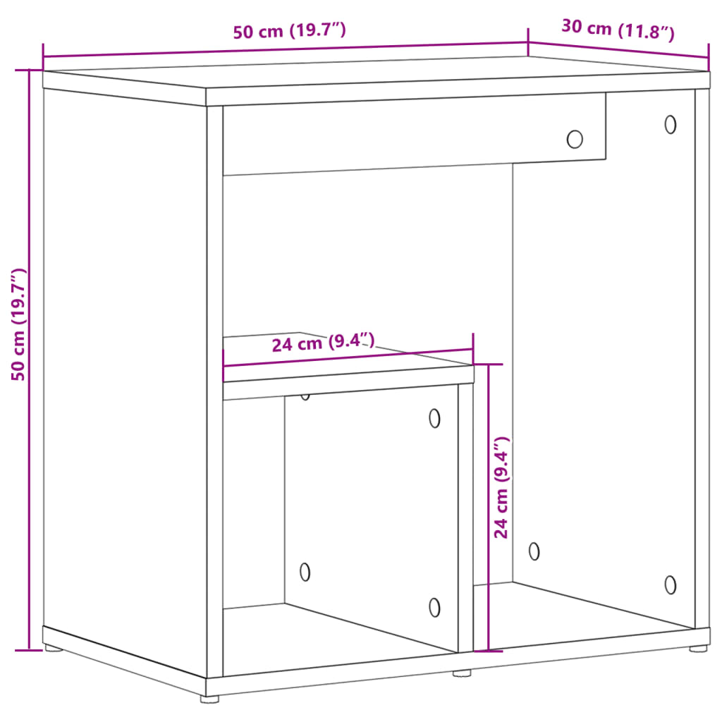 Bijzettafel 50X30X50 Cm Spaanplaat Sonoma Eikenkleurig