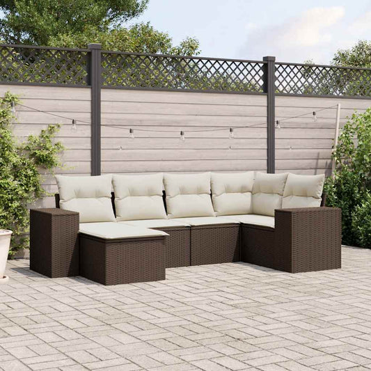 6-Delige Loungeset Met Kussens Poly Rattan