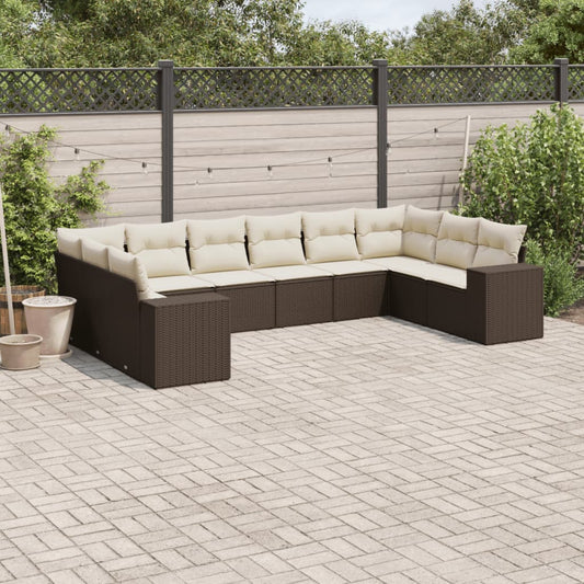 10-Delige Loungeset Met Kussens Poly Rattan