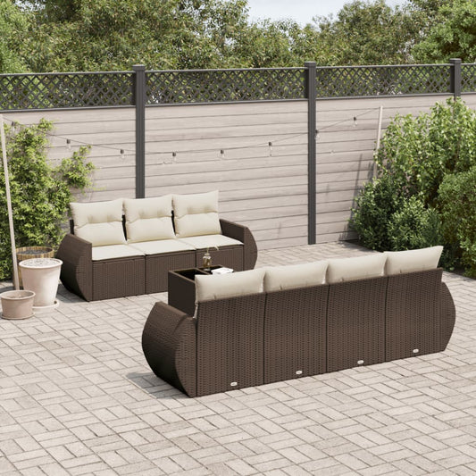 8-Delige Loungeset Met Kussens Poly Rattan