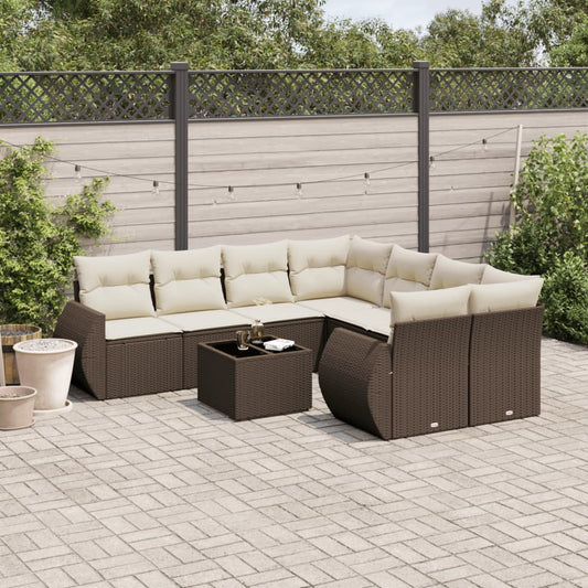 9-Delige Loungeset Met Kussens Poly Rattan
