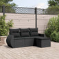 4-Delige Loungeset Met Kussens Poly Rattan