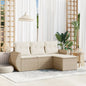 4-Delige Loungeset Met Kussens Poly Rattan