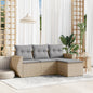 4-Delige Loungeset Met Kussens Poly Rattan